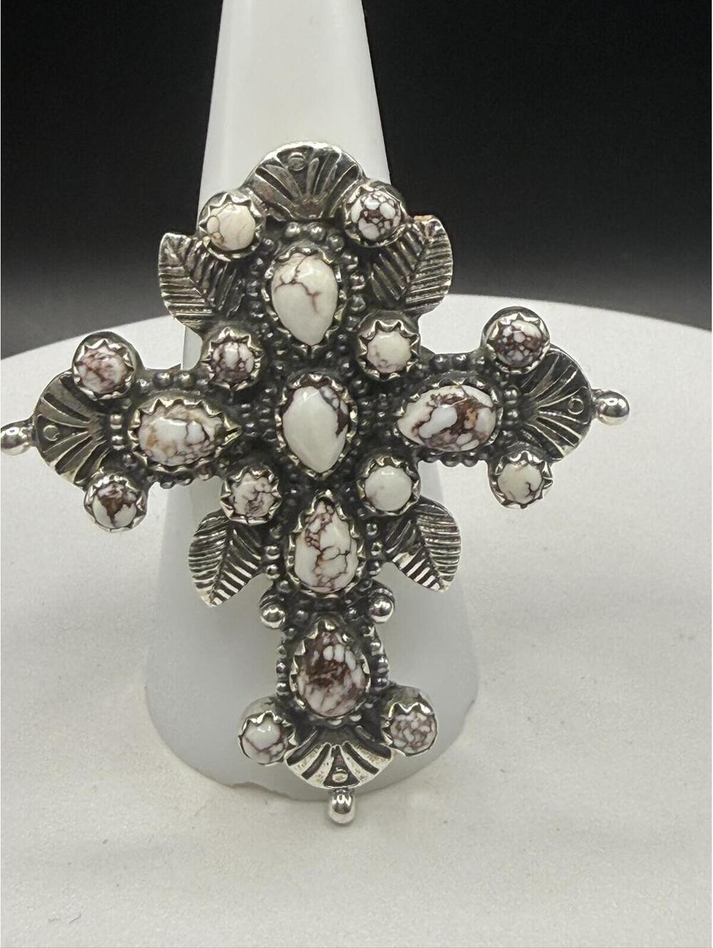 Artisan Wild Horse Turquoise Cross Statement Adjustable Ring